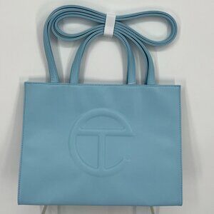Telfar Medium Shopping Tote Bag Handbag Vegan Leather Crossbody Pool Blue
